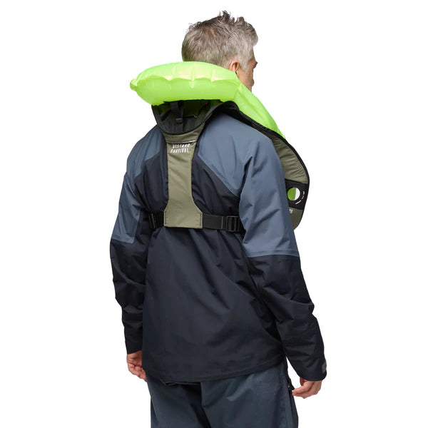 back view of man wearing the Mustang Survival Elite 120 Inflatable PFD
