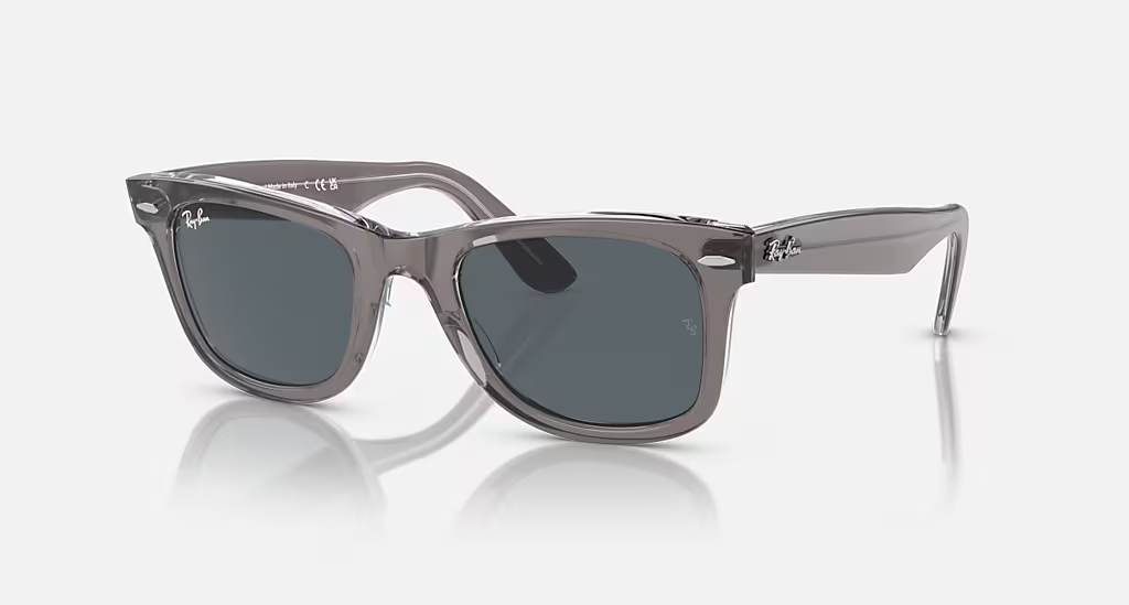 Ray-Ban Original Wayfarer Sunglasses - Polished Grey On Transparent Frame With Blue Lens