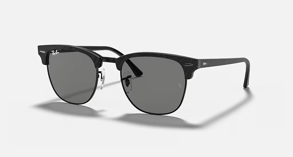 Ray-Ban Clubmaster Sunglasses - Polished Black Frame With Grey Lens