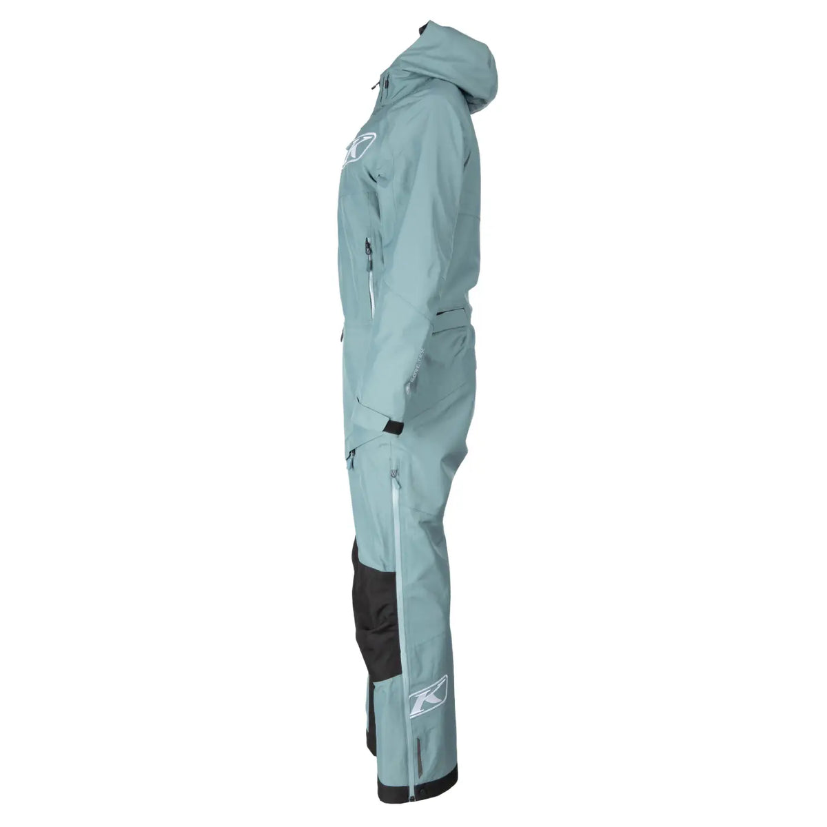 side view of the goblin blue - white Klim Shredsa One-Piece Snowmobile Monosuit Shell