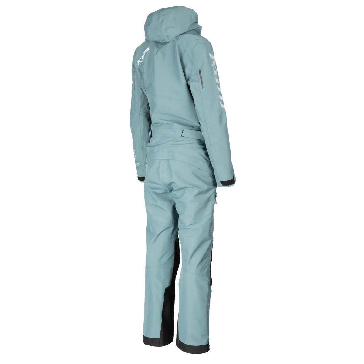 back view of the goblin blue - white Klim Shredsa One-Piece Snowmobile Monosuit Shell
