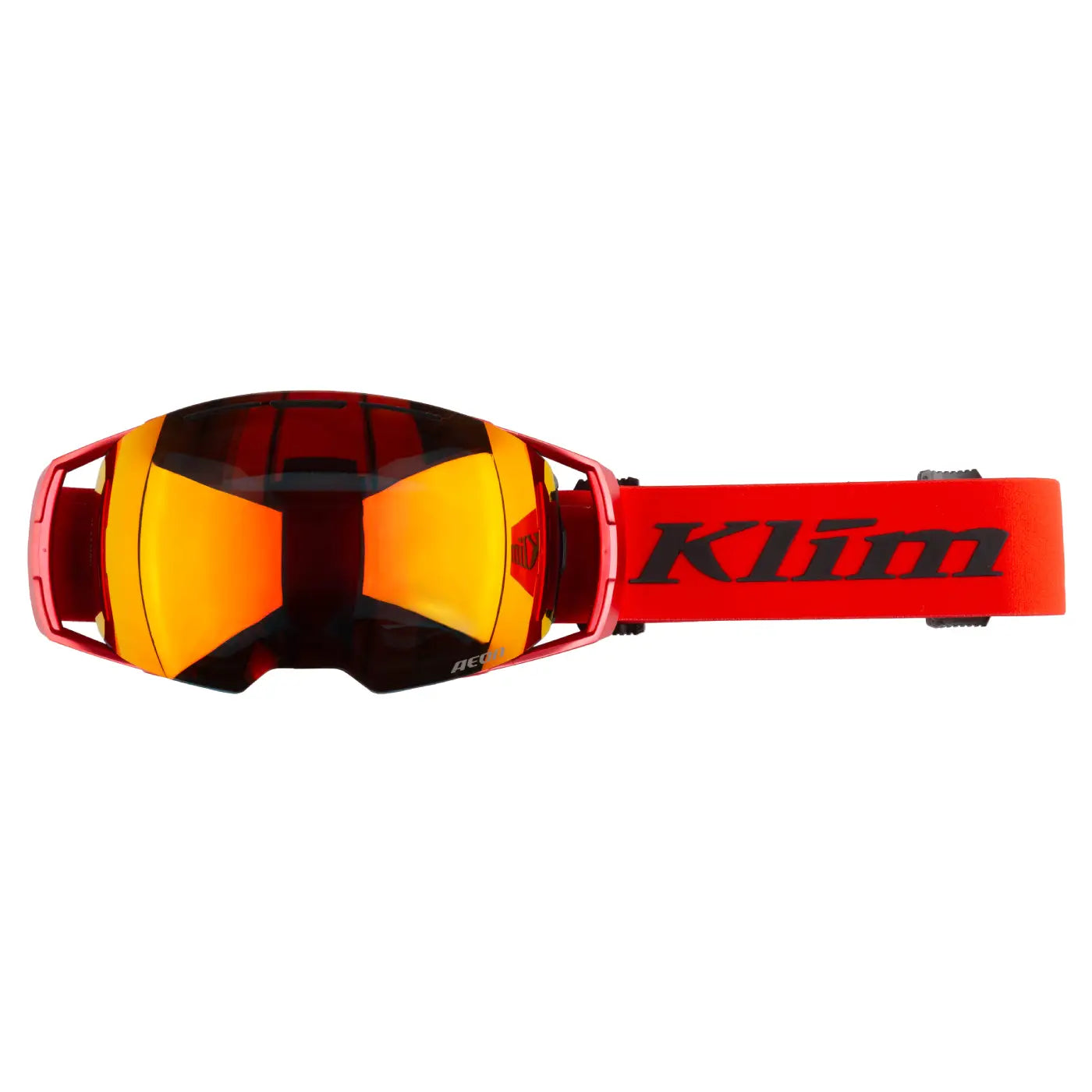 Klim Aeon Snowmobile Goggles - Fiery Red Dark Smoke Red Mirror