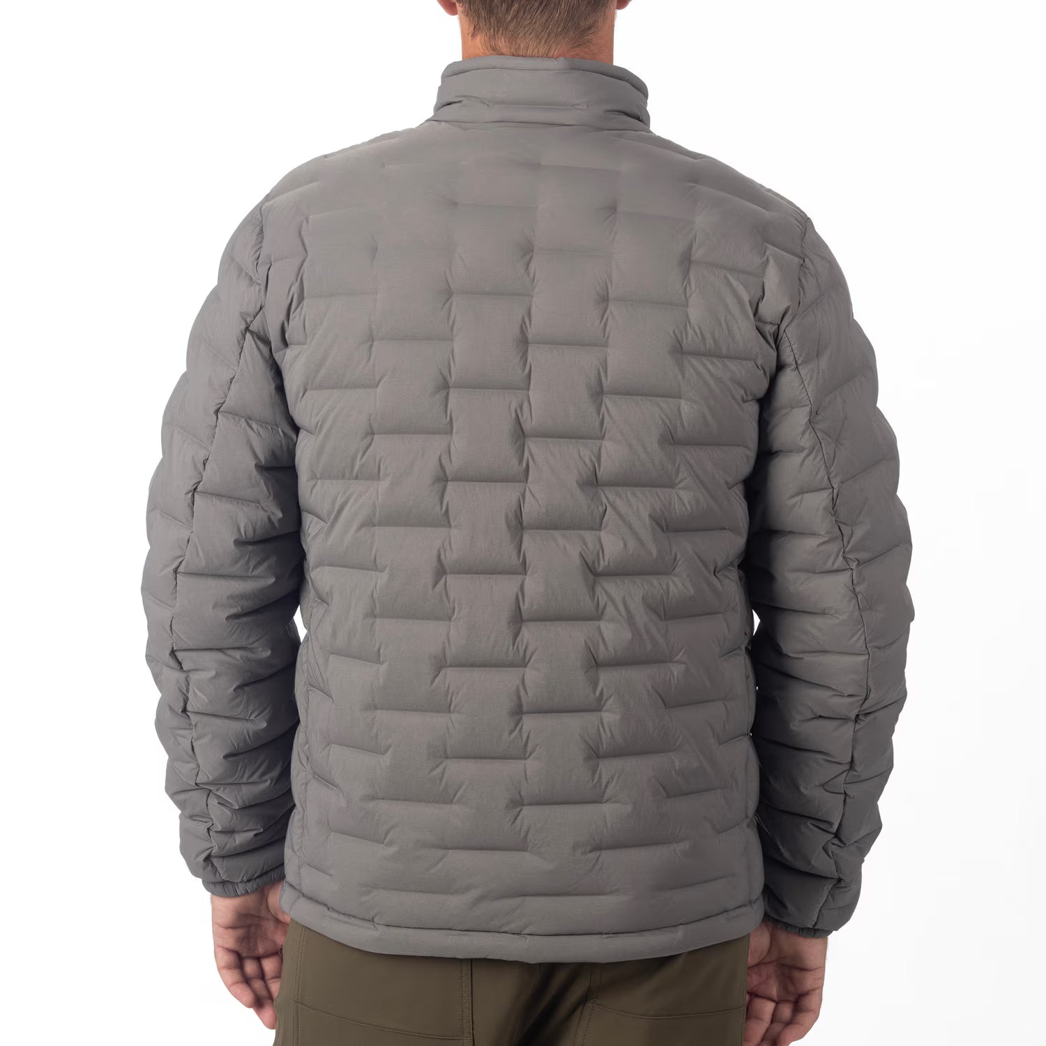 back view of castlerock grey Klim Boulder Stretch Down Jacket