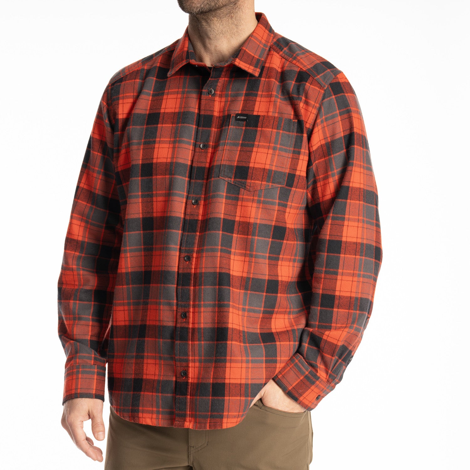 Klim Cottonwood Midweight Flannel Shirt fiery red