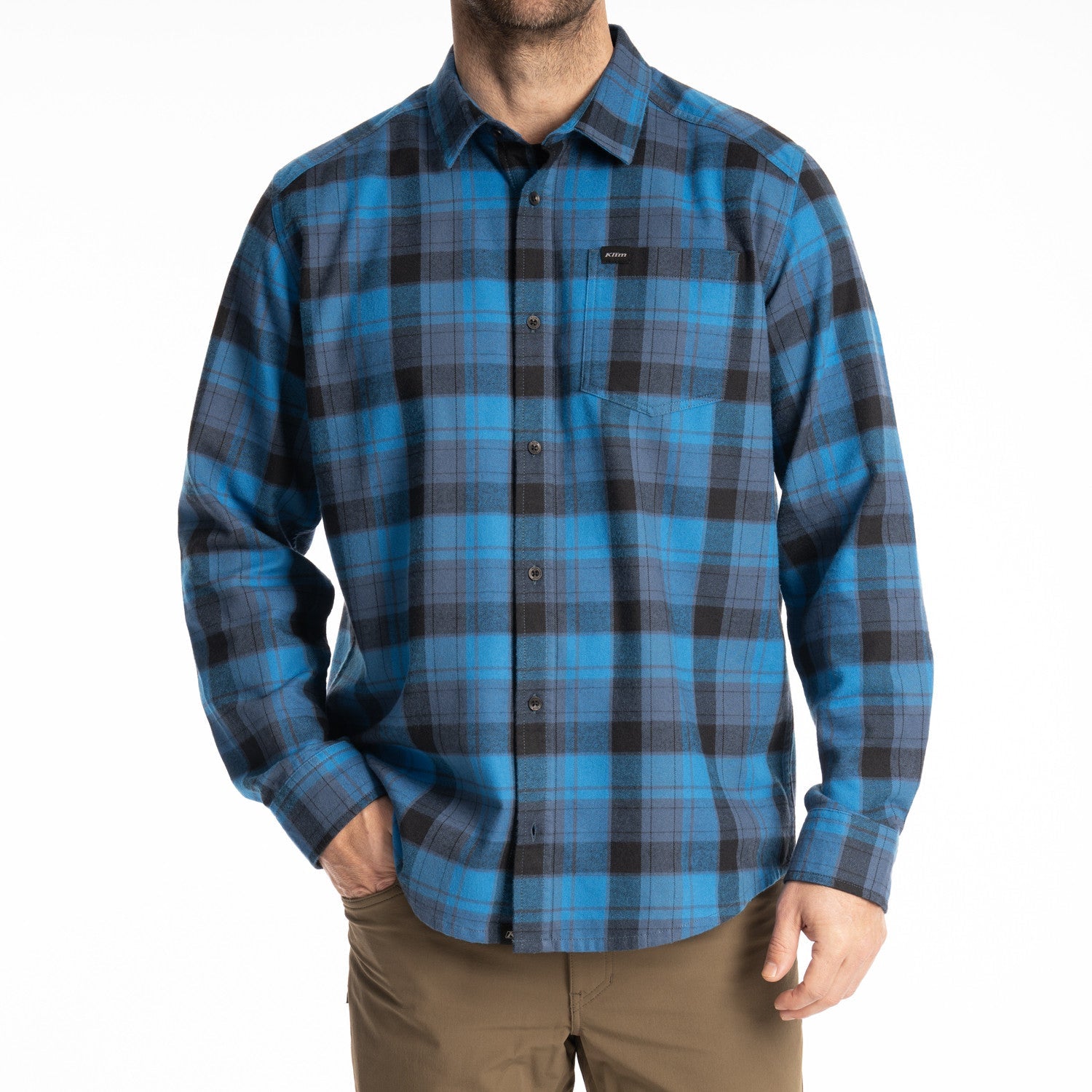 Klim Cottonwood Midweight Flannel Shirt Blue Fusion - Black