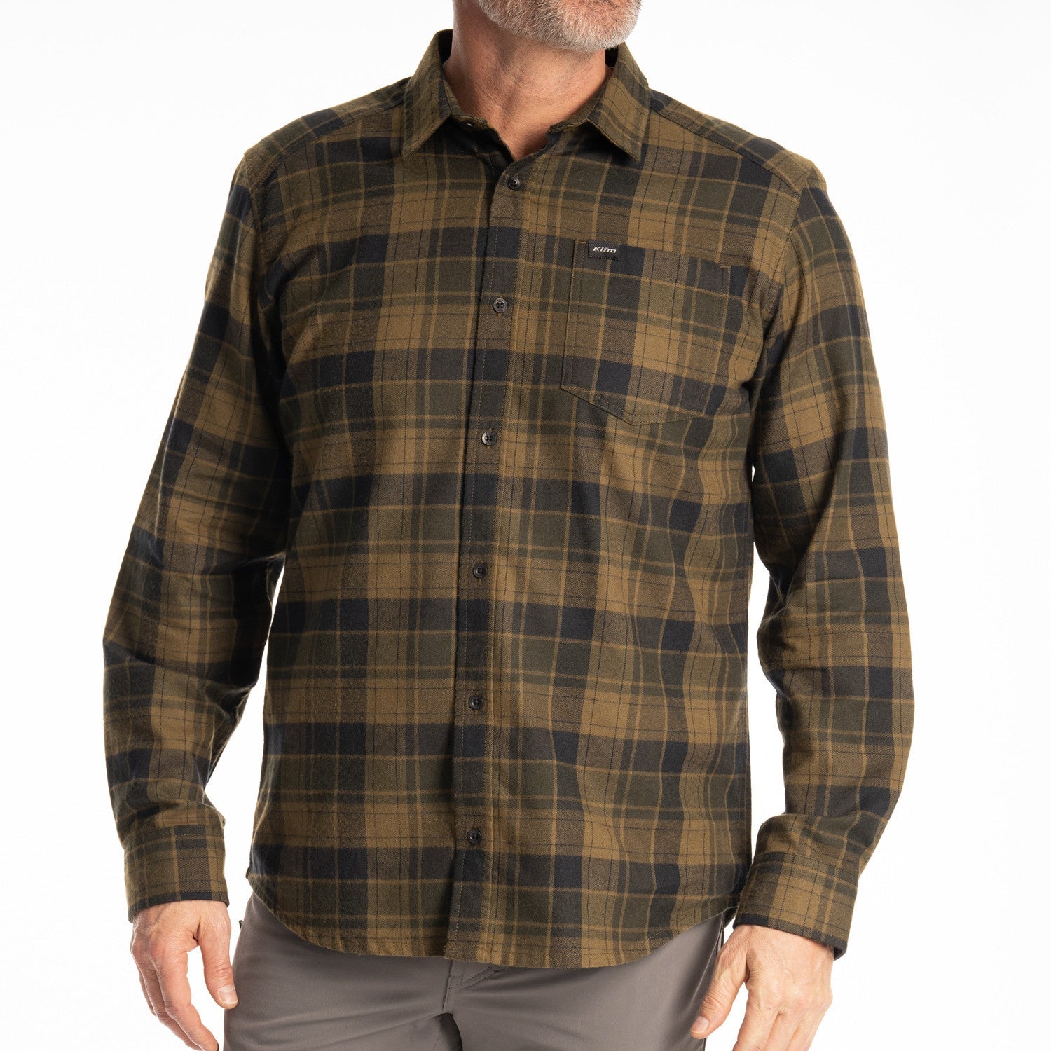 Klim Cottonwood Midweight Flannel Shirt Dark Olive - Black