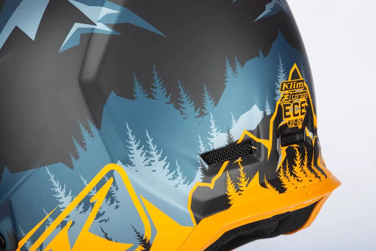 Klim F3 Carbon Snowmobile Helmet ECE - Sunrise - Petrol
