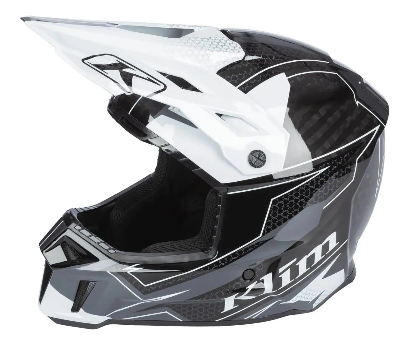 Klim F3 Carbon Snowmobile Helmet ECE - Velocity Black - White
