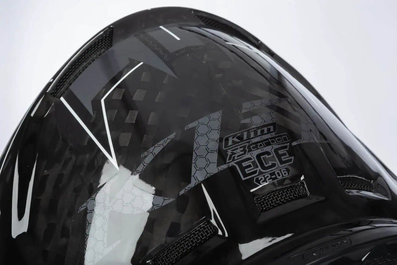 Klim F3 Carbon Snowmobile Helmet ECE - Velocity Black - White