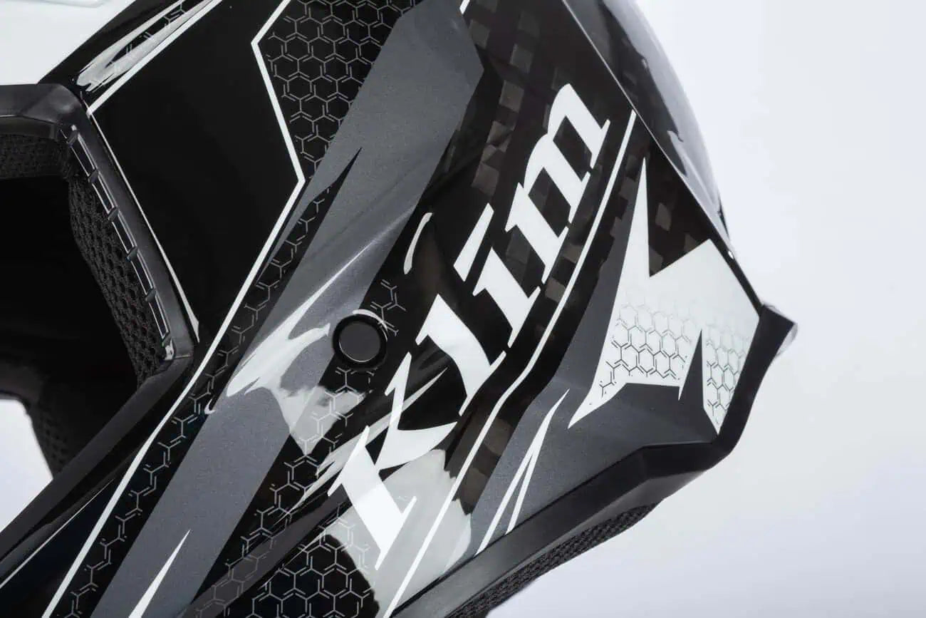 Klim F3 Carbon Snowmobile Helmet ECE - Velocity Black - White
