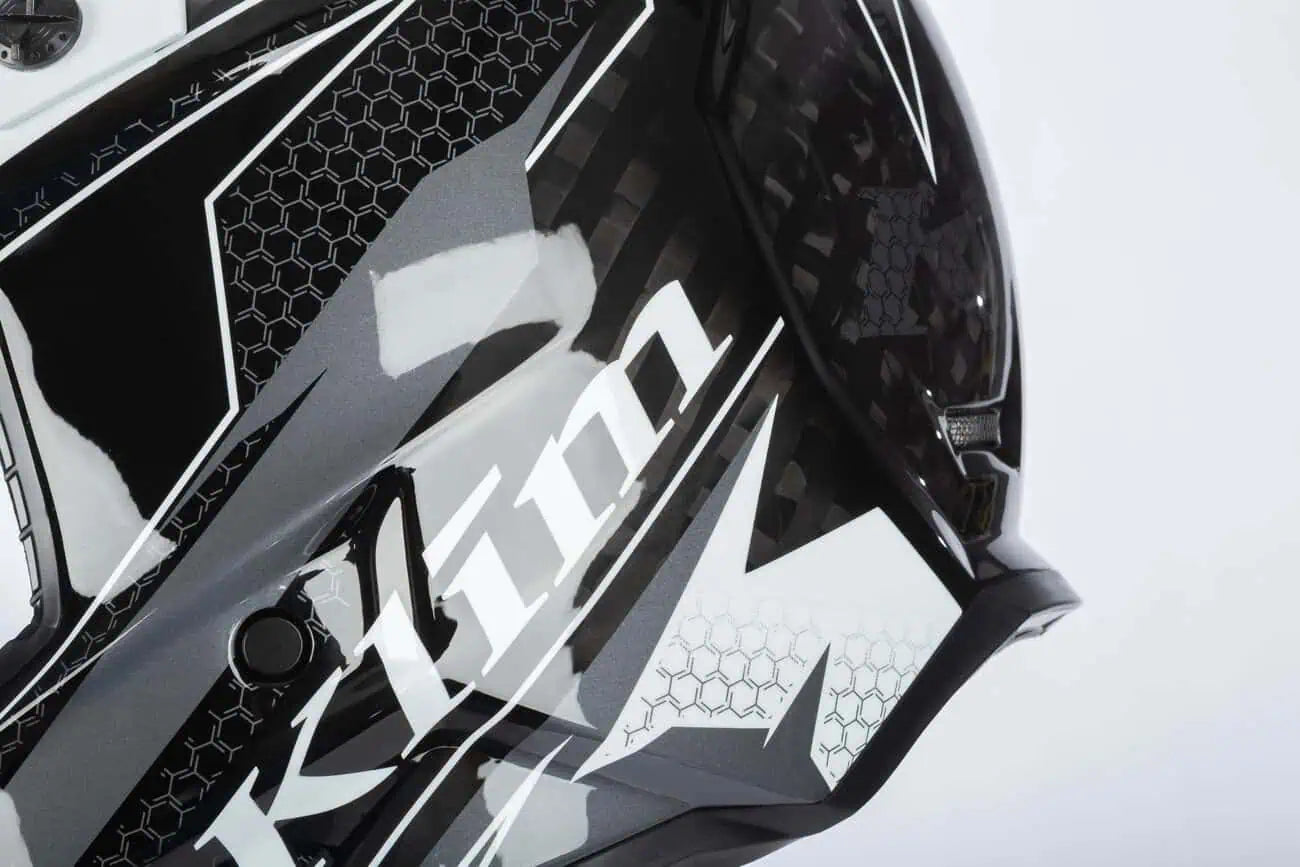 Klim F3 Carbon Snowmobile Helmet ECE - Velocity Black - White