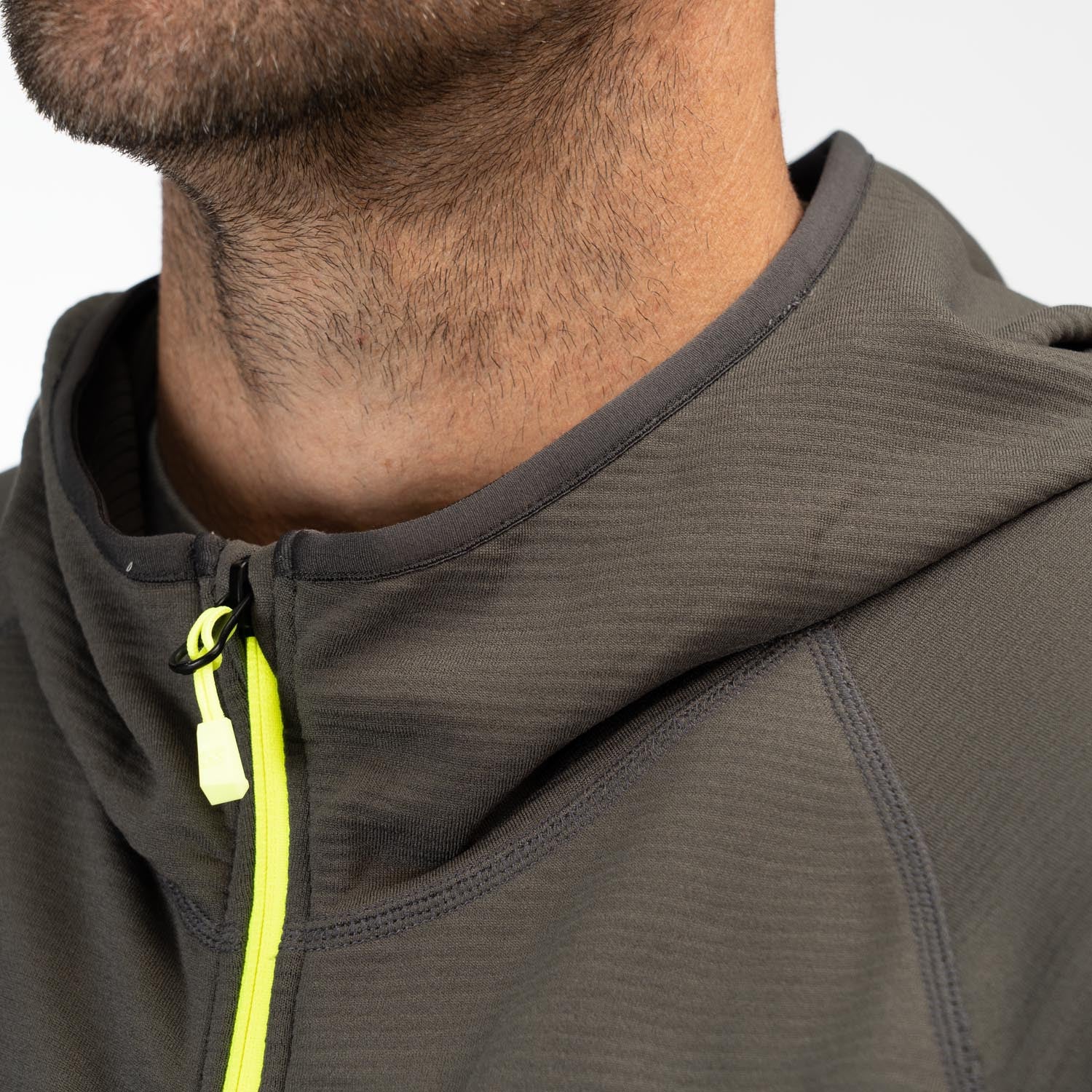 Klim Highline Hoodie in Asphalt - Hi-Vis collar detail