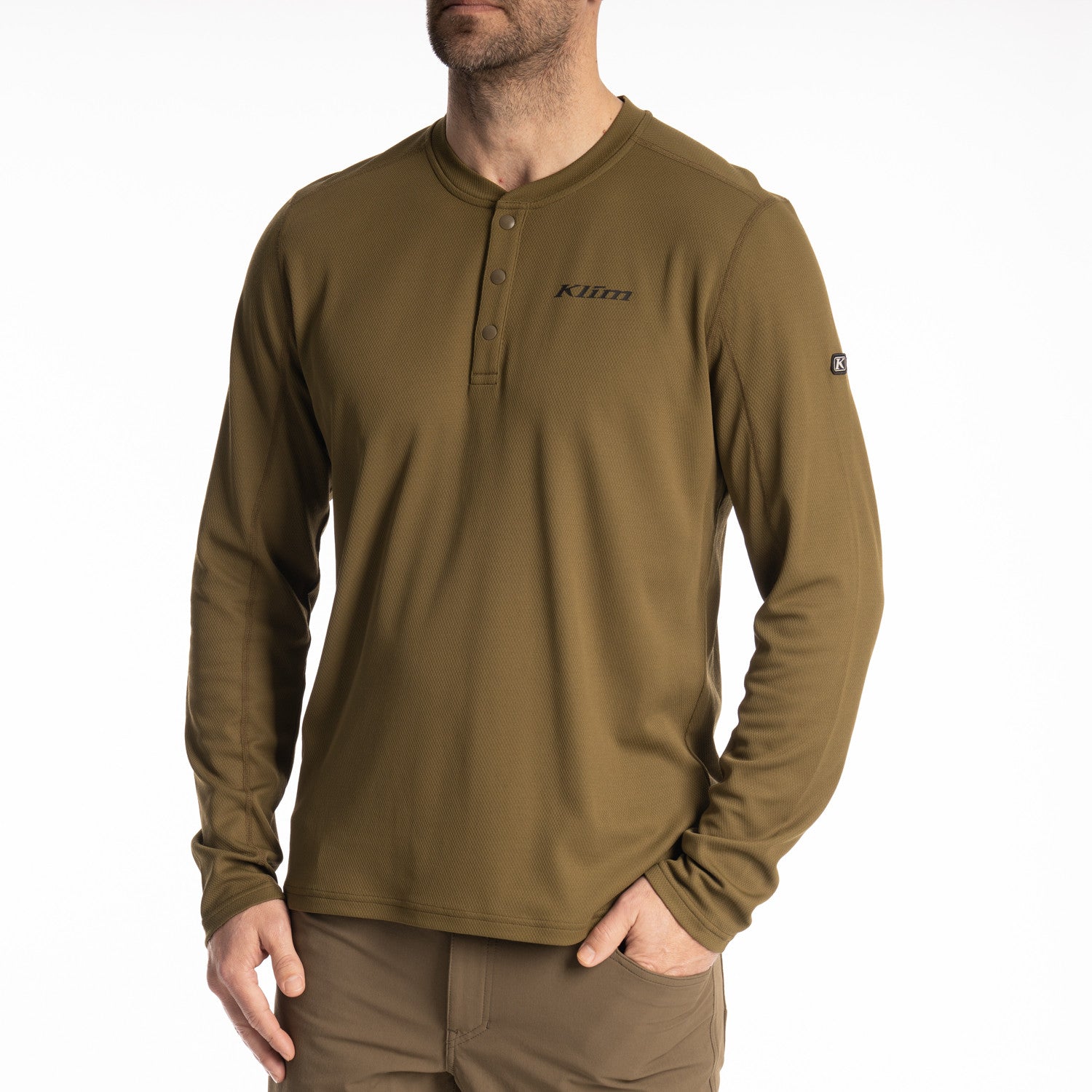 Klim Sidewinder Wool Long Sleeve Shirt in dark olive