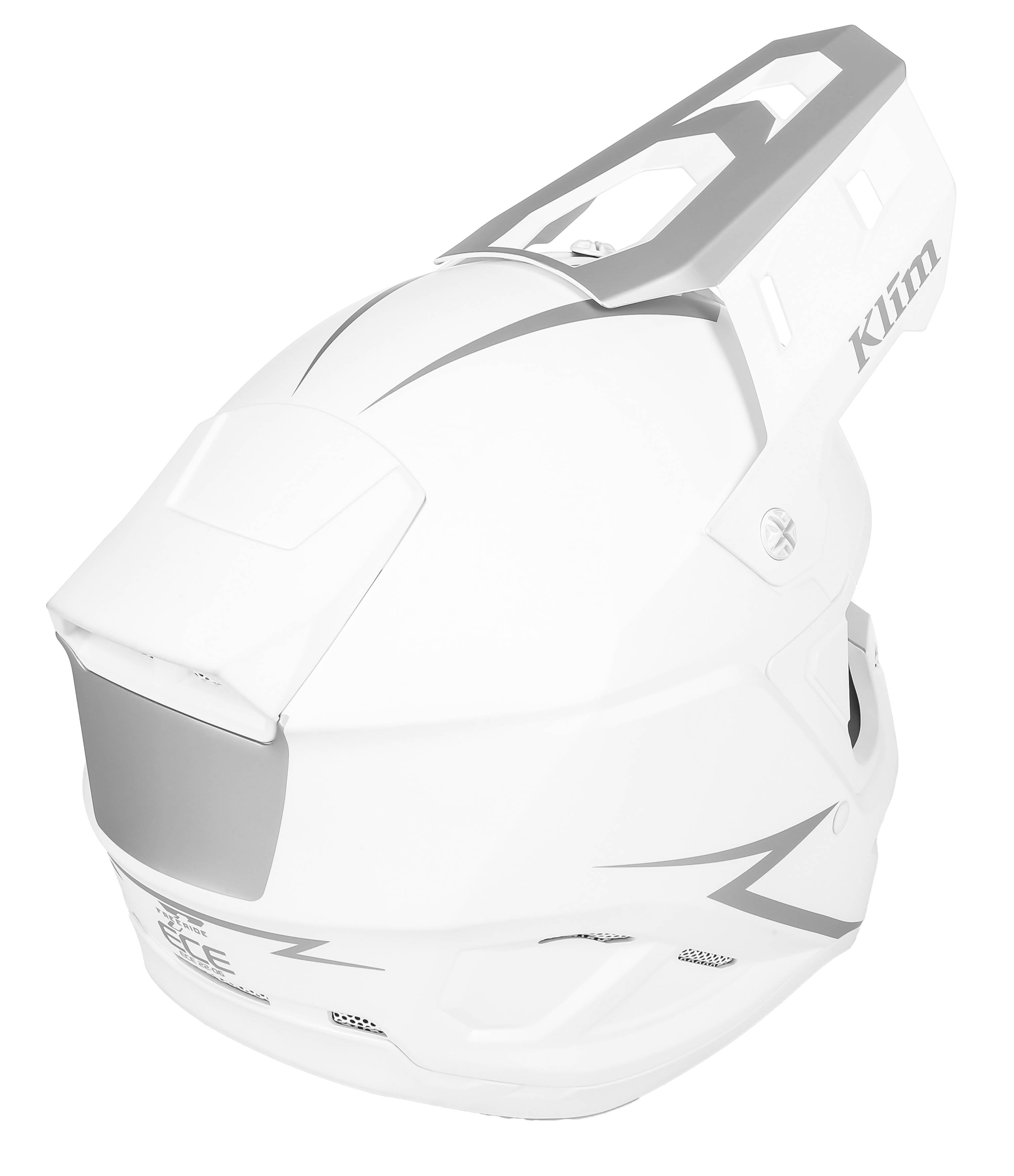 Klim T1 Freeride ECE Snowmobile Helmet in Solid Matte White