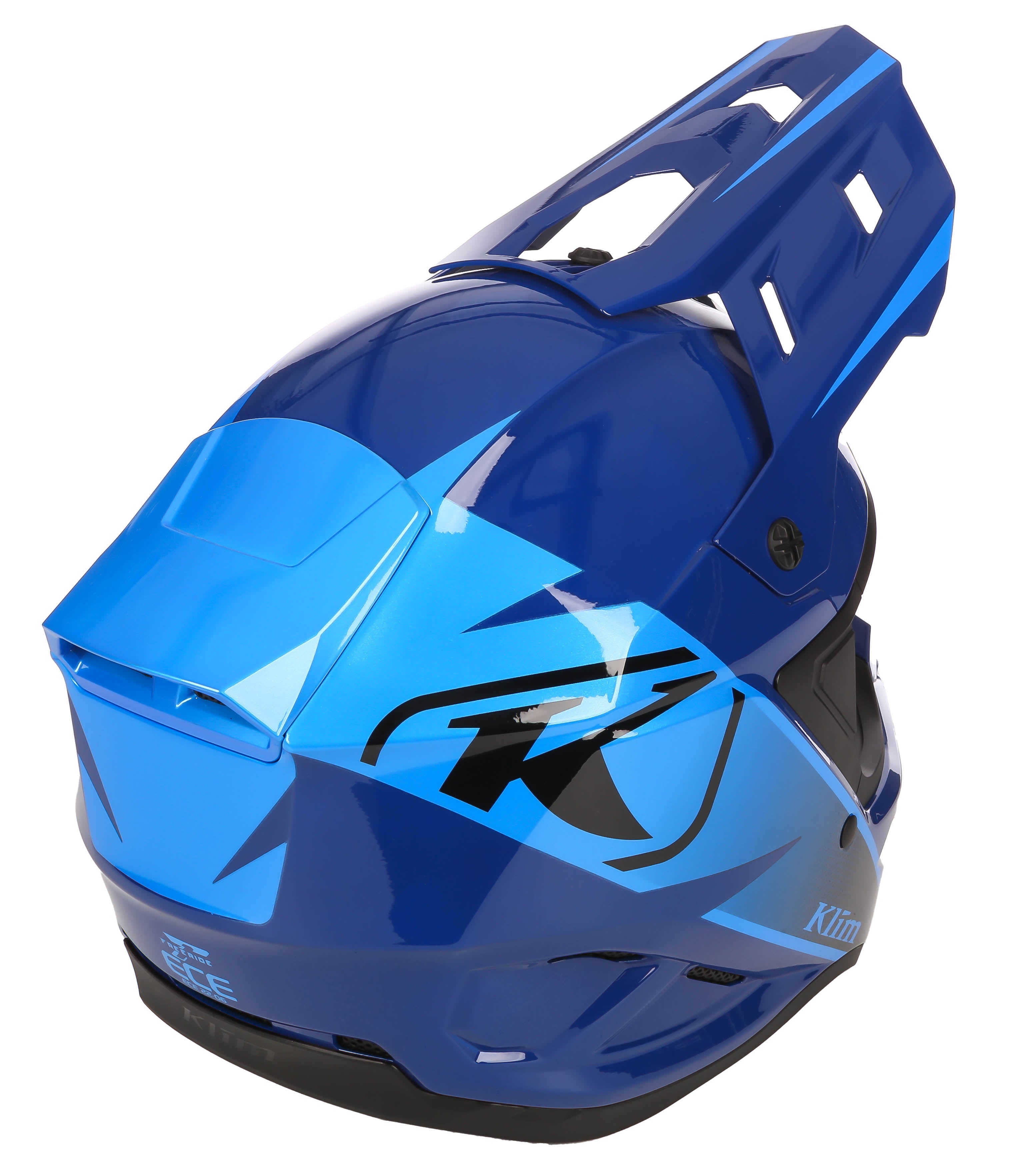 Descent Nightfall Blue Klim T1 Freeride ECE Youth Snowmobile Helmet back
