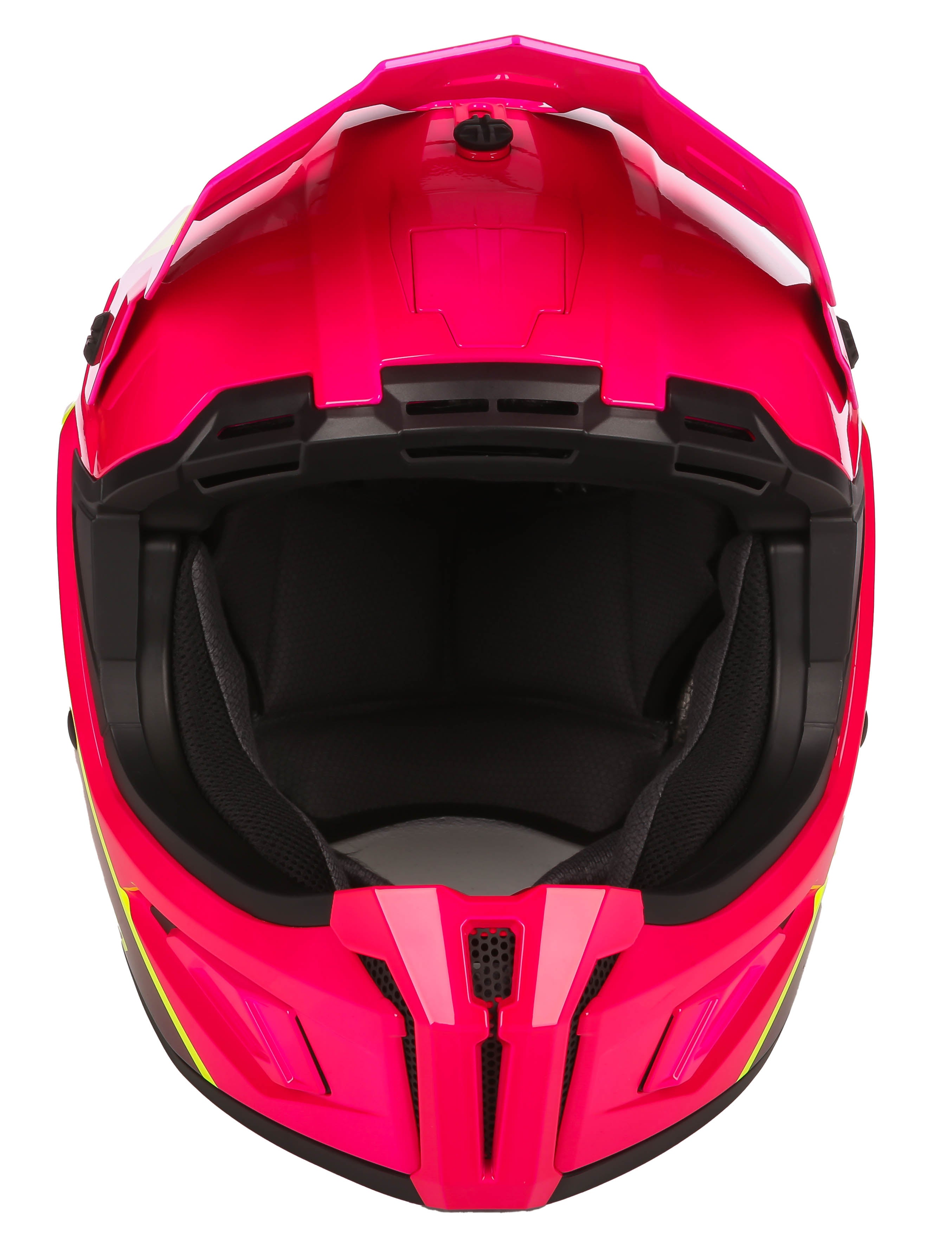 Descent Pink Glo Klim T1 Freeride ECE Youth Snowmobile Helmet front view