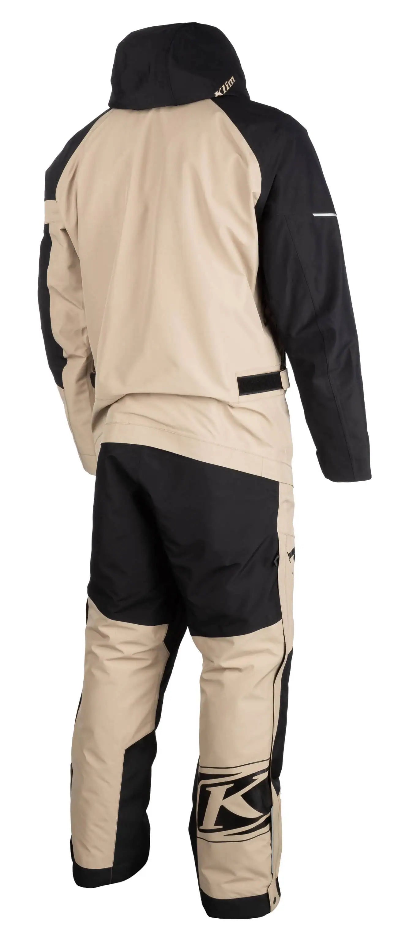 back view of montana tan and black Klim Terrain One-Piece Monosuit