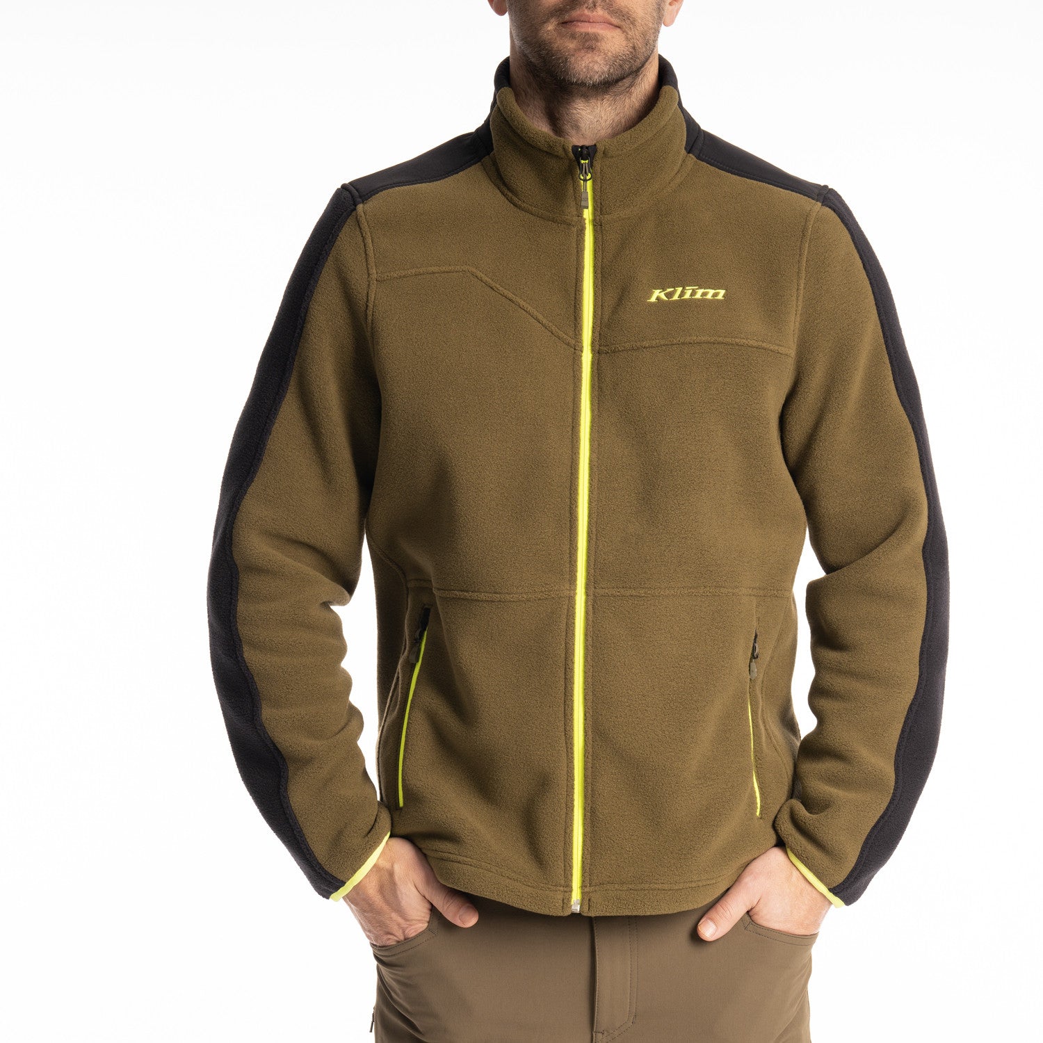 Dark Olive - Black Klim Teton Crest Fleece Jacket