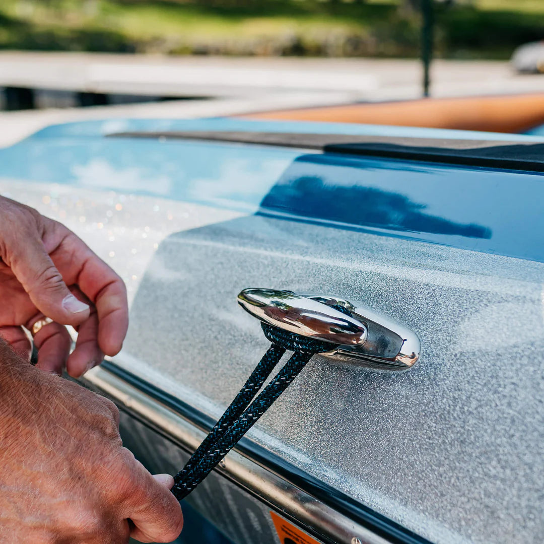 the Mission Dreadknot Dock Line with Slide-Lock looped around
