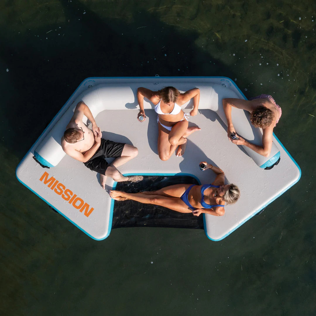 lounging on the lake on theMission REEFLITE Lounge - Lightweight Water Lounger & Easy-up