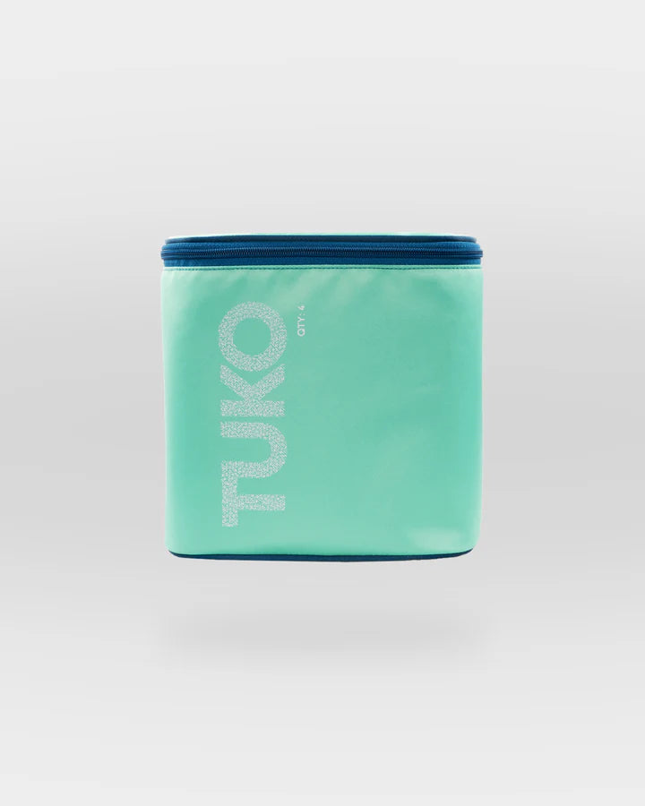 Teal bag with 'TUKO' branding on a light gray background