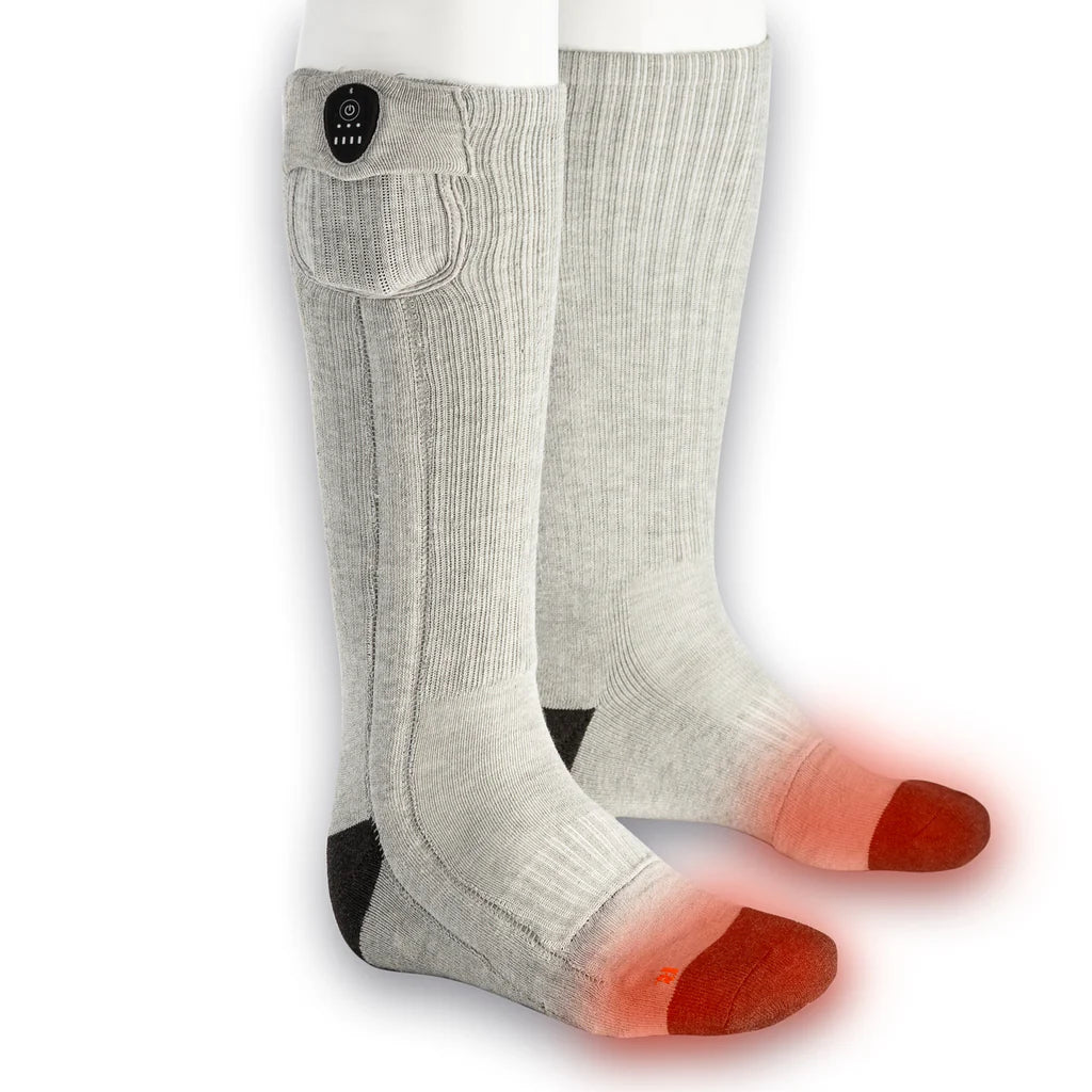 visual of heat coming from the Mountain Lab Bluetooth Heated Socks