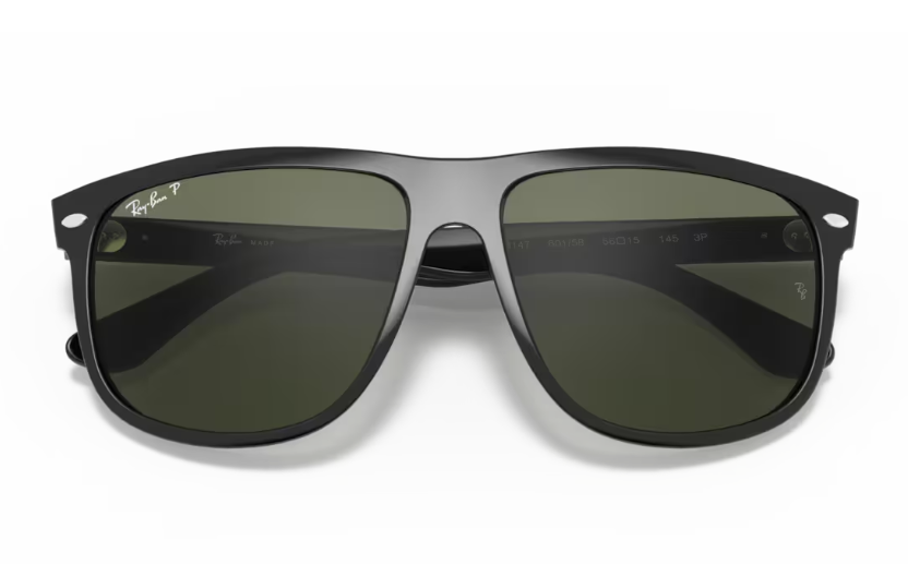 Ray-Ban Boyfriend Sunglasses - Polished Black Frame With Green Lens