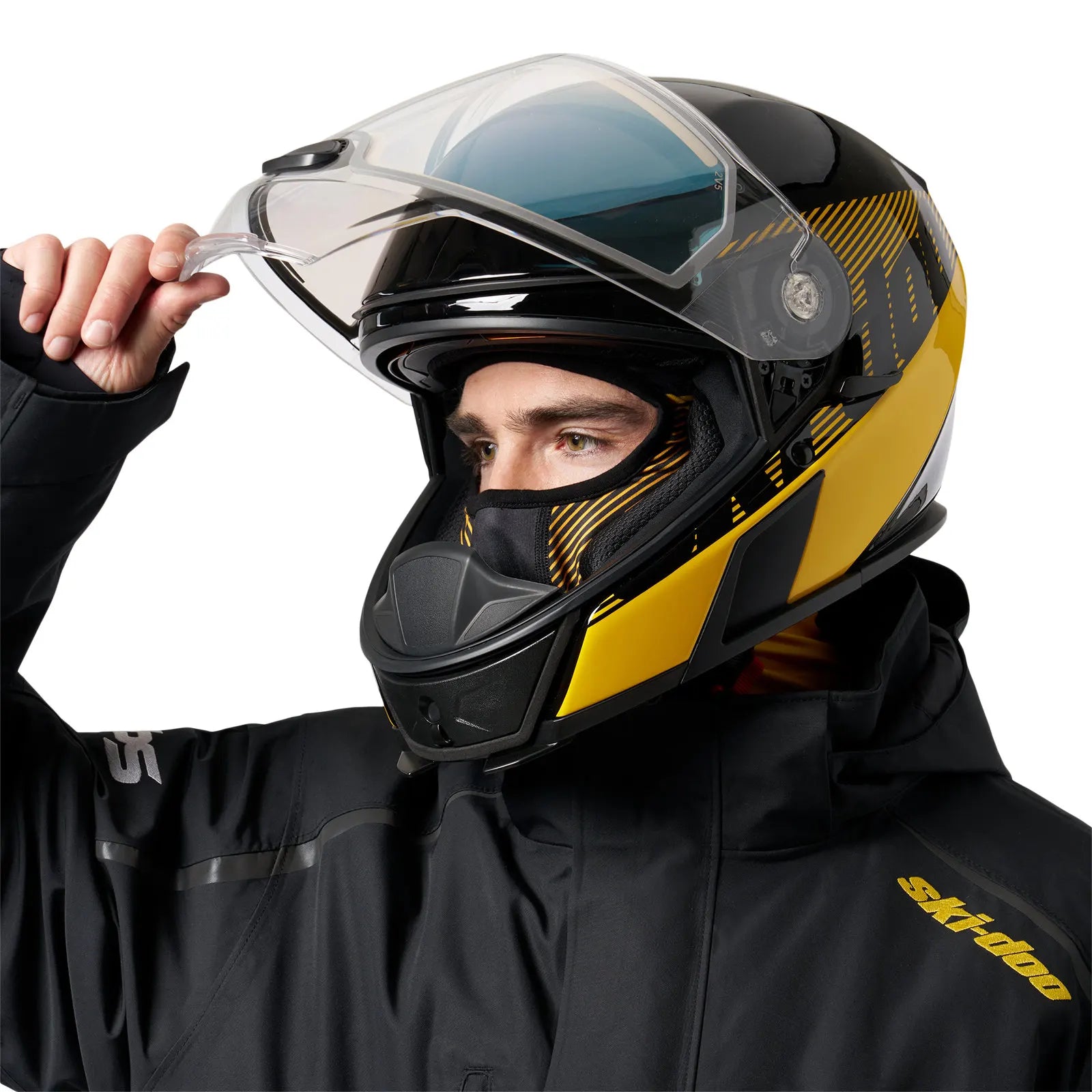 the Ski-Doo Active X-Team Balaclava under a helmet