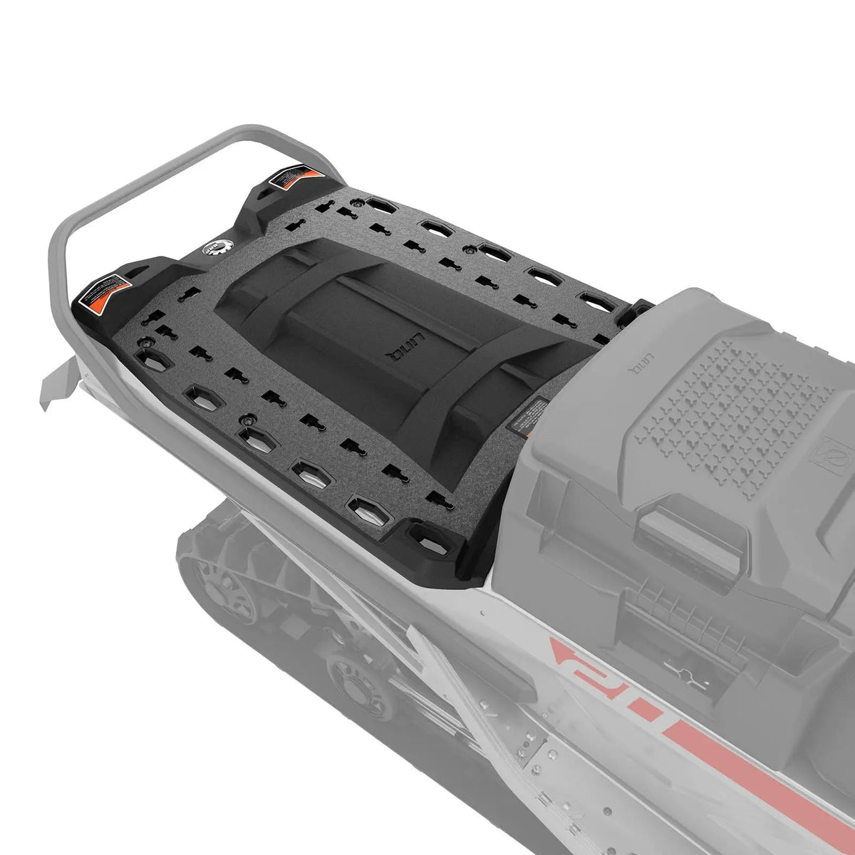 showing the Ski-Doo Multi LinQ Plate Retrofit Kit mounted on the tunnel of a Skandic Ski-Doo
