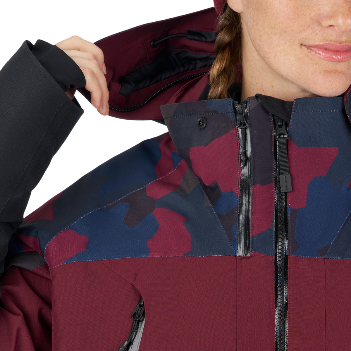 Ski-Doo Women's Enduro Insulated One-Piece Suit in wine, hood detachable