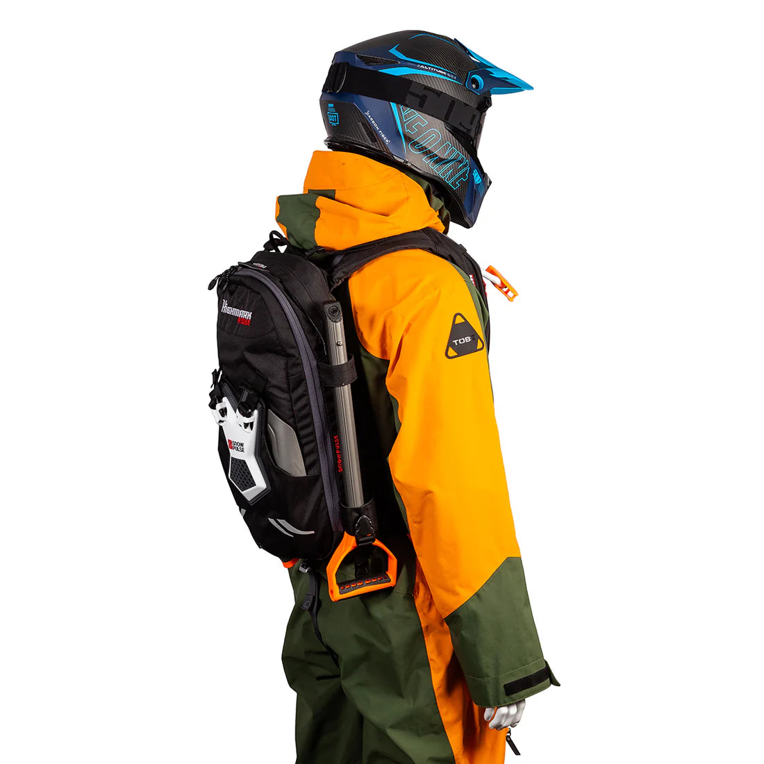 wearing the undeployed Snowpulse Highmark Ridge R.A.S 3.0 Avalanche Airbag