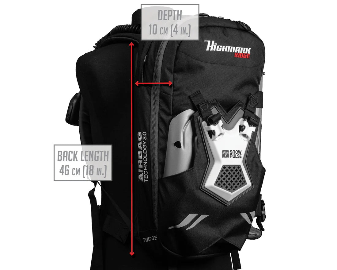 dimensions of the Snowpulse Highmark Ridge R.A.S 3.0 Avalanche Airbag