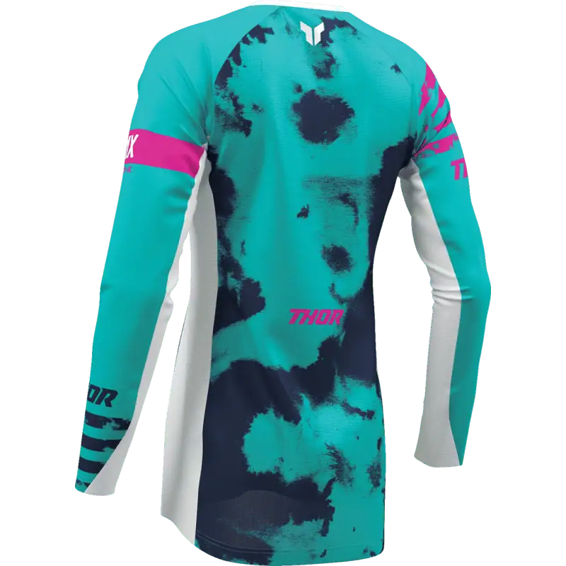 back view of the white aqua Thor Women's Launchmode Bleach Jersey