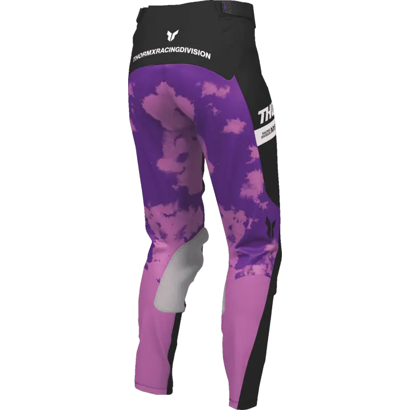 back of Thor Women's Launchmode Bleach Riding Pants in black / orchid