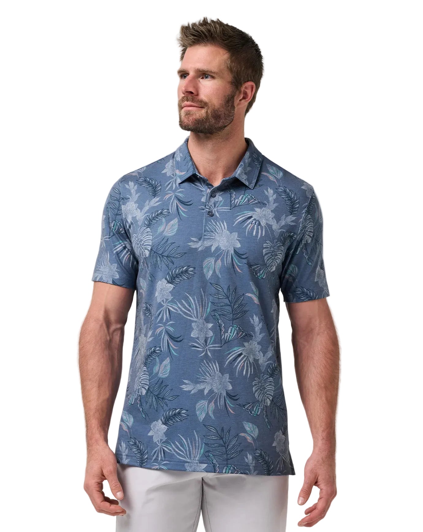 front of the TravisMathew Featherweight Reservation Polo Shirt