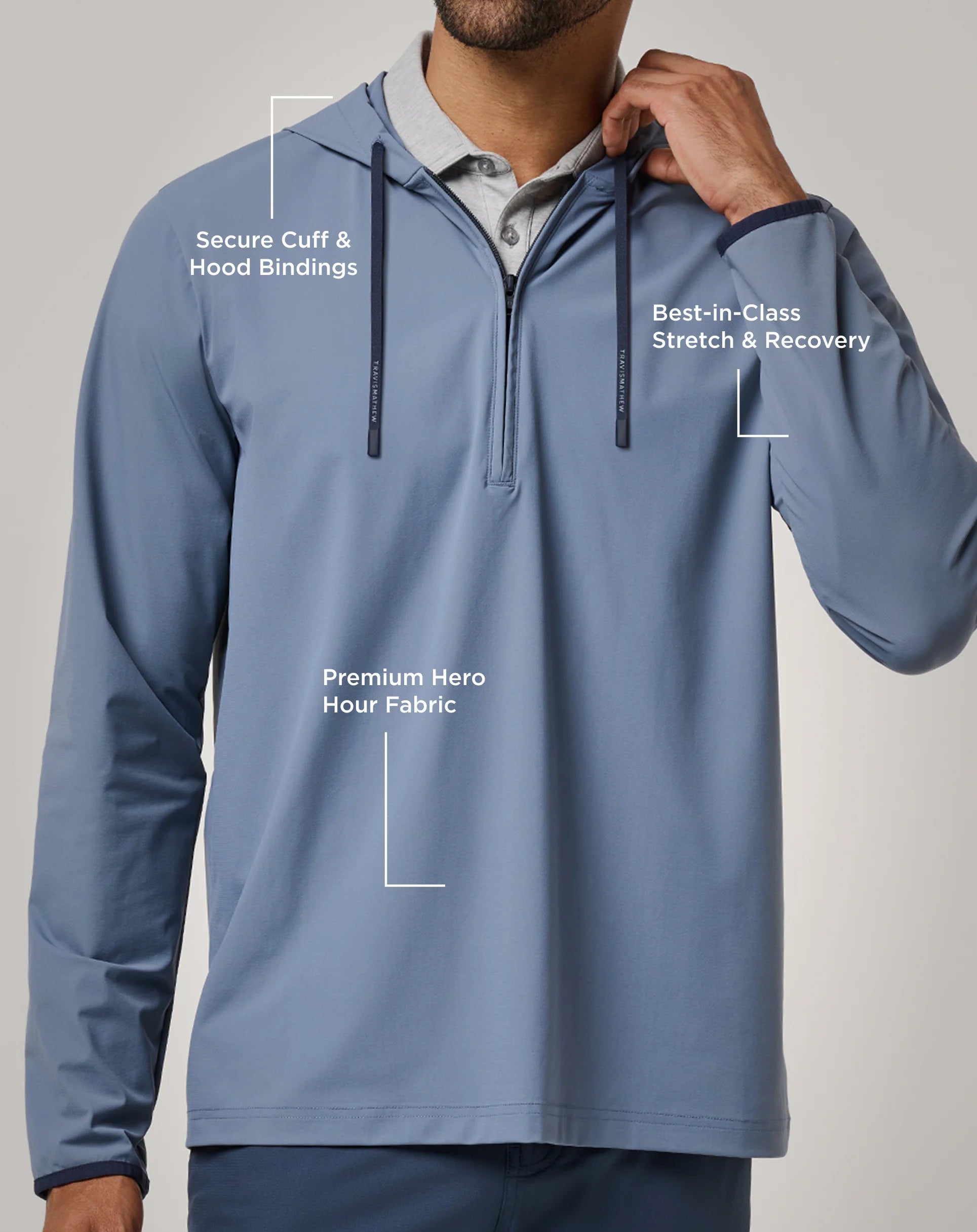 TravisMathew Hero Hour Tech Hoodie "bering sea"