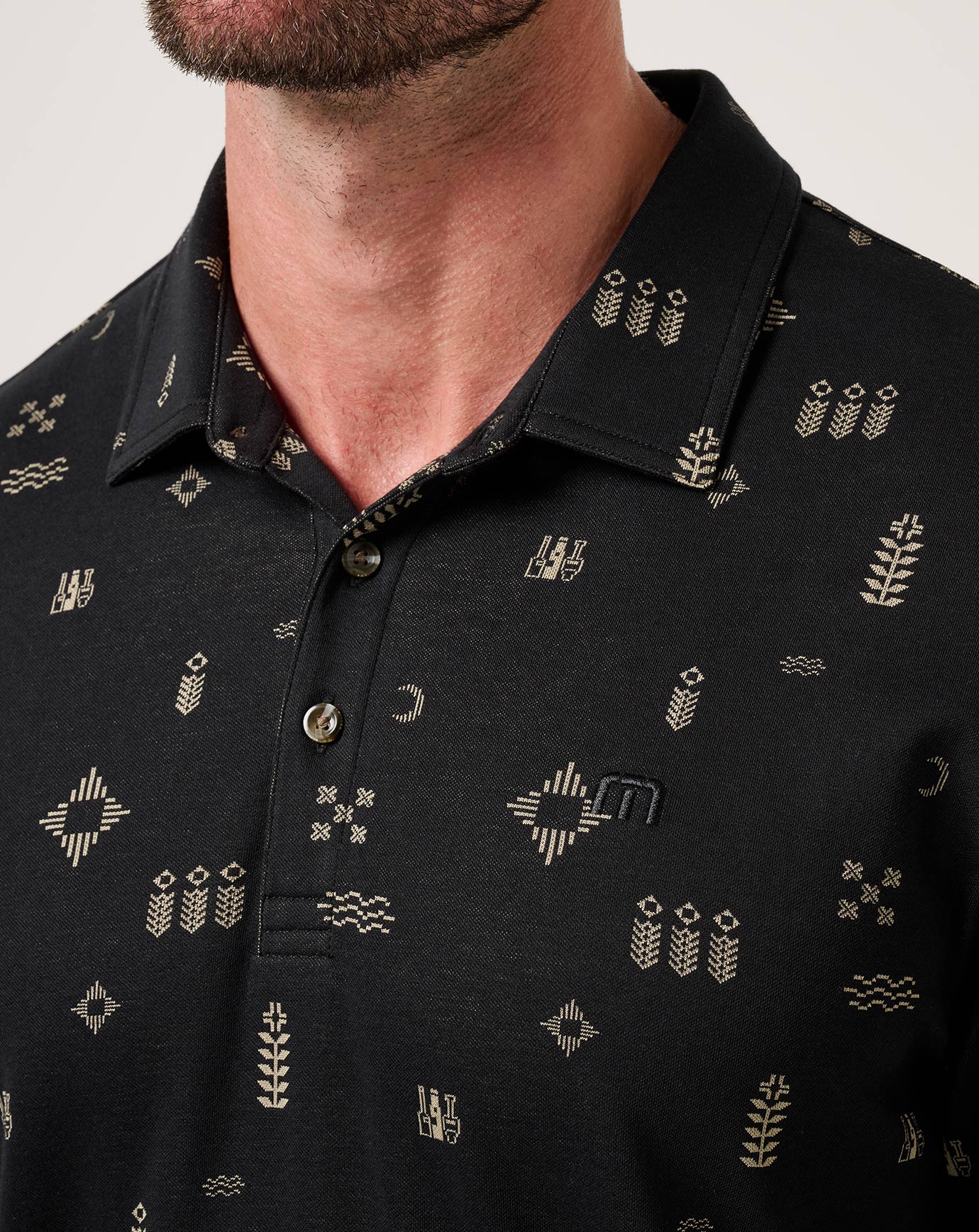 detail on the TravisMathew Weather Patterns Polo Shirt