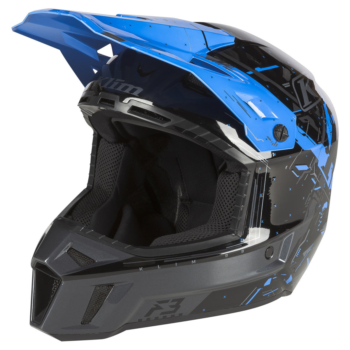 Klim F3 Snowmobile Helmet ECE recoil electric blue lemonade