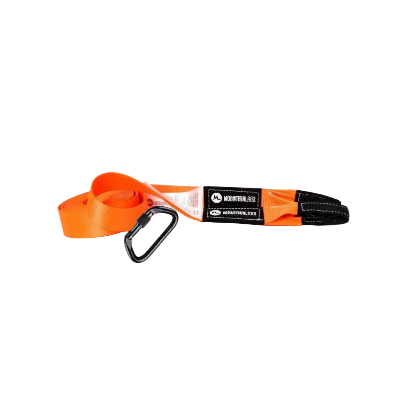 A orange tow strap with a black carabiner and the brand 'Mountain Lab' visible on the label.
