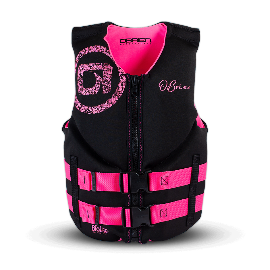 O'Brien Junior Neo Lift Jacket in pink and black